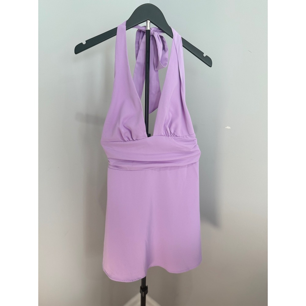 Unbranded Halter Mini Dress Sz Small Lavender Purple Backless Bow  Homecoming